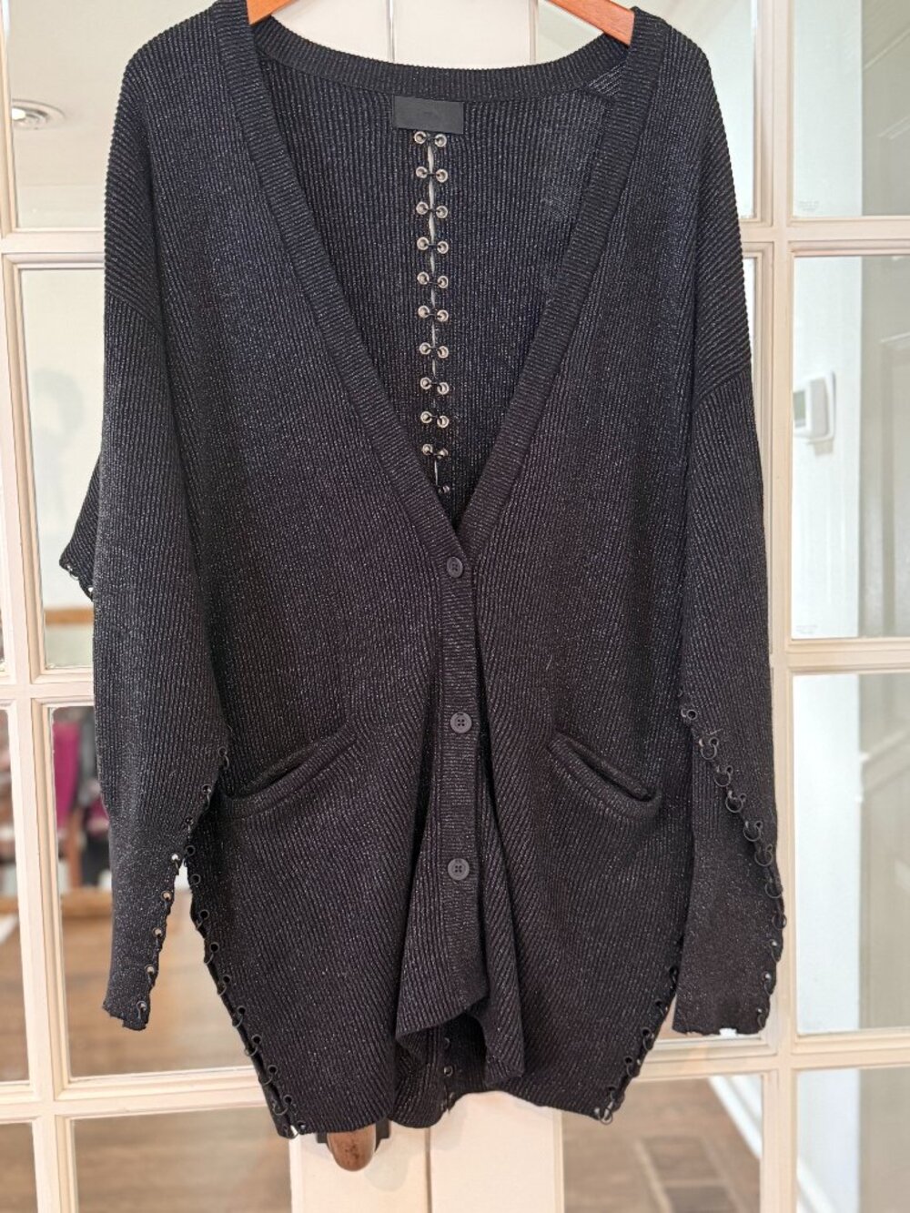 RTA Black metallic cardigan sweater